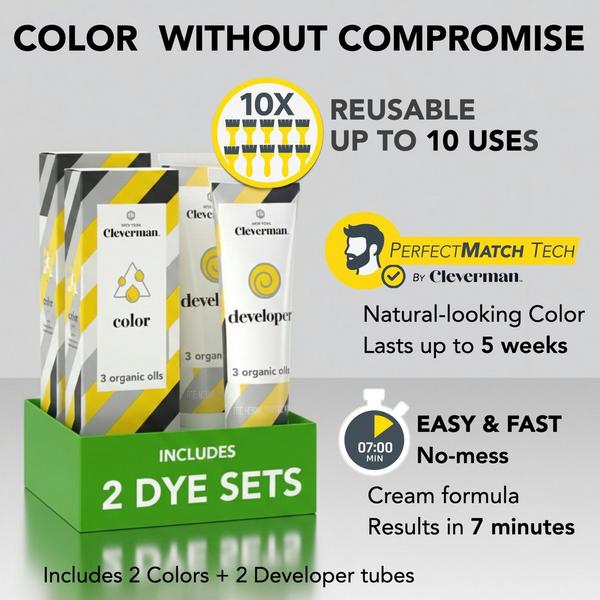 Cleverman Coarse & Coily Hair Reusable Beard & Hair Dye Kit #3