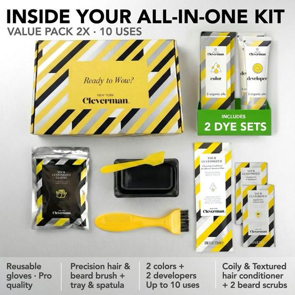 Cleverman Coarse & Coily Hair Reusable Beard & Hair Dye Kit #6