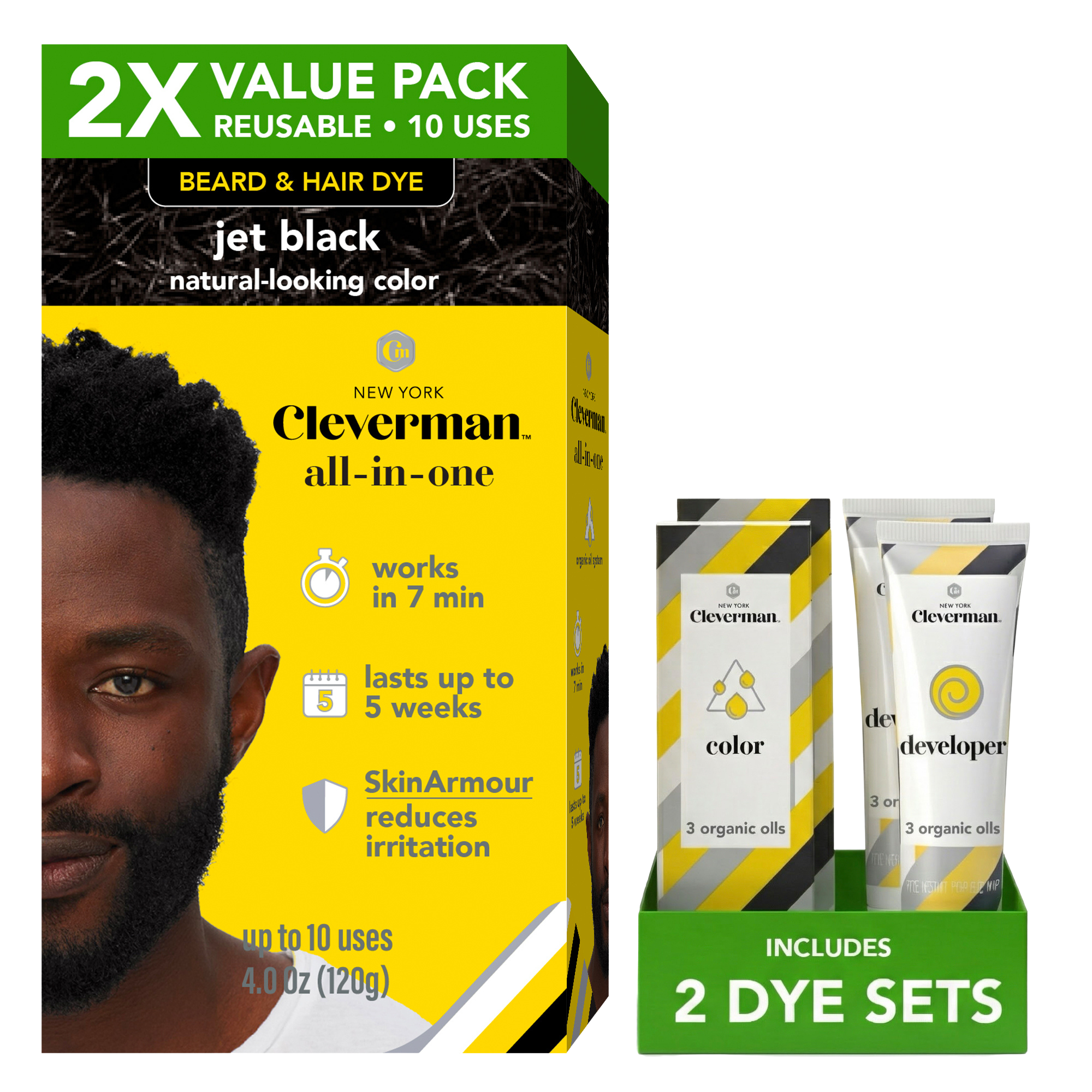 Cleverman Coarse & Coily Hair Reusable Beard & Hair Dye Kit #1