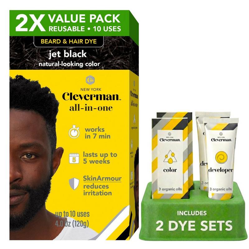 clever man Cleverman - Jet Black 2X Pack Coarse & Coily Hair Reusable Beard