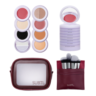 SUBTL. Beauty 7-in-1 Full Face Makeup Stack with Brush Set and Travel Bag