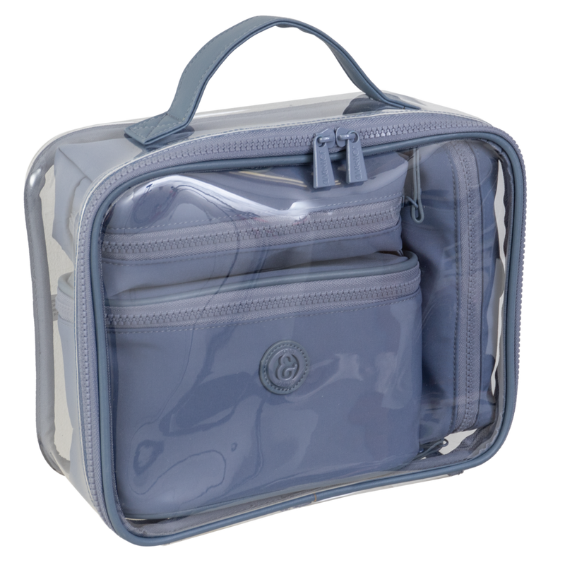 Joan & David - Denim The Tonal Sport Nylon 4-Piece Clear Cosmetic
