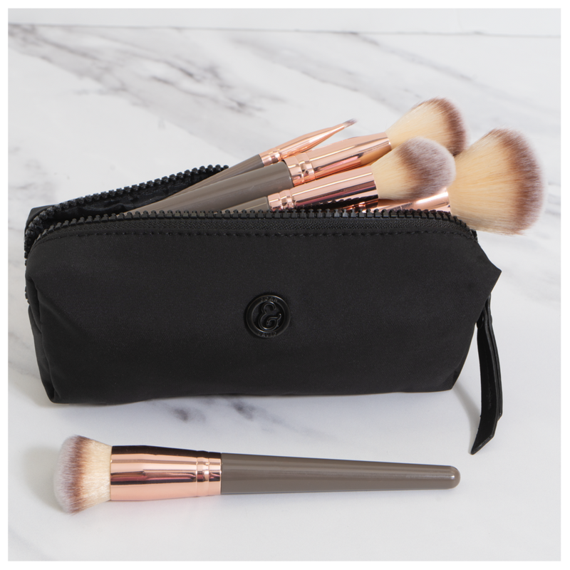 Joan & David - Black The Tonal Sport Nylon 4-Piece Clear Cosmetic
