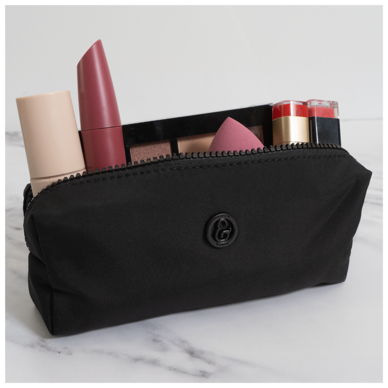 Joan & David - Black The Tonal Sport Nylon 4-Piece Clear Cosmetic