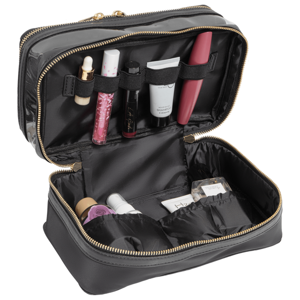 House of Harlow 1960 The Twill Nylon Double Compartment Toiletry Train Case #2