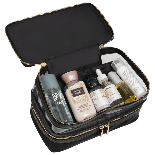 House of Harlow 1960 The Twill Nylon Double Compartment Toiletry Train Case #3