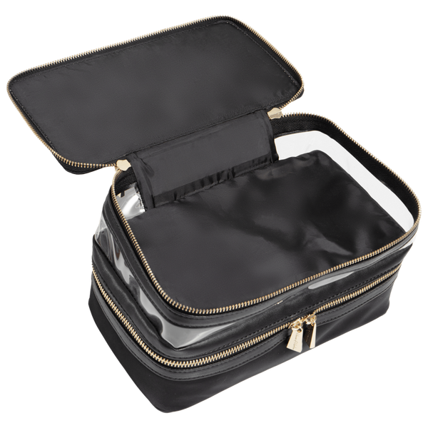 House of Harlow 1960 The Twill Nylon Double Compartment Toiletry Train Case #5