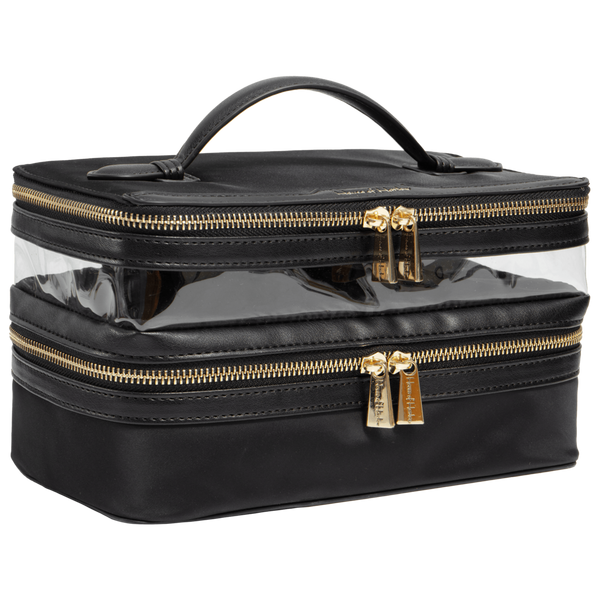 House of Harlow 1960 The Twill Nylon Double Compartment Toiletry Train Case #6