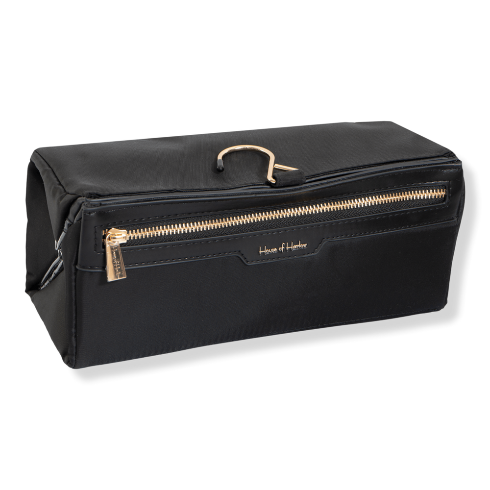 House of Harlow 1960 The Twill Nylon Double Compartment Hanging Toiletry Case - Black