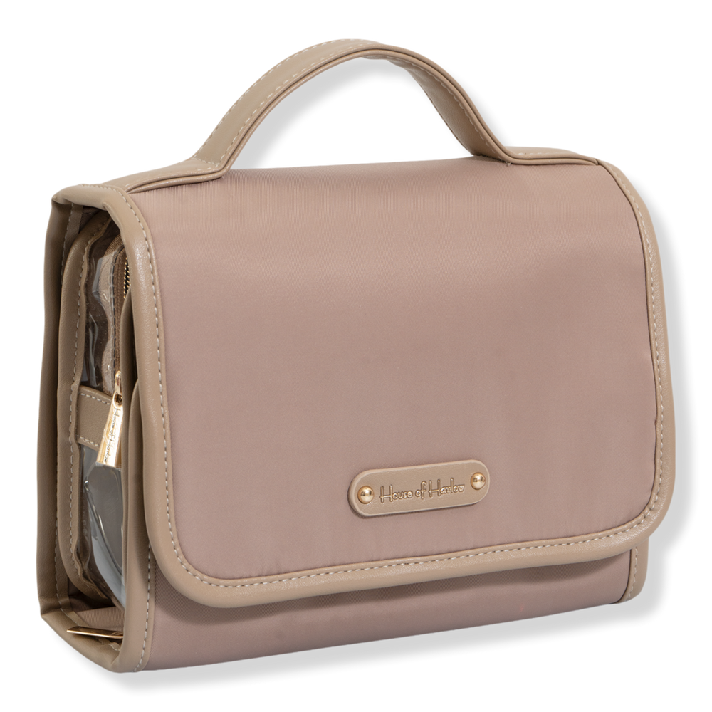 House of Harlow 1960 The Twill Nylon Multi-Compartment Hanging Toiletry Case - Taupe
