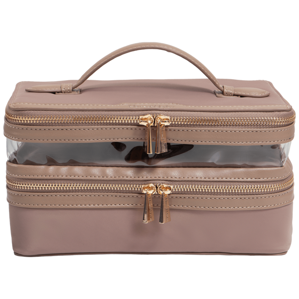 House of Harlow 1960 The Twill Nylon Double Compartment Toiletry Train Case #1