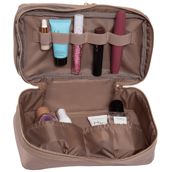 House of Harlow 1960 The Twill Nylon Double Compartment Toiletry Train Case #2