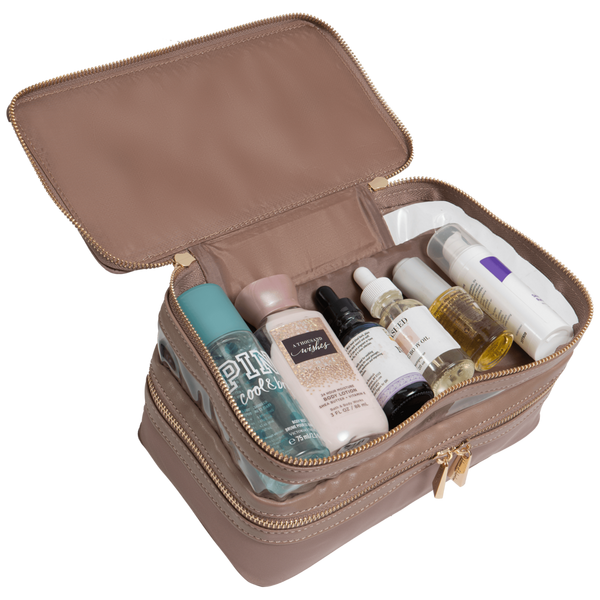 House of Harlow 1960 The Twill Nylon Double Compartment Toiletry Train Case #3