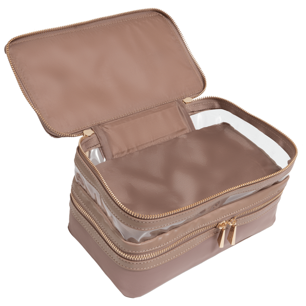 House of Harlow 1960 The Twill Nylon Double Compartment Toiletry Train Case #4