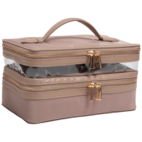 House of Harlow 1960 The Twill Nylon Double Compartment Toiletry Train Case #5