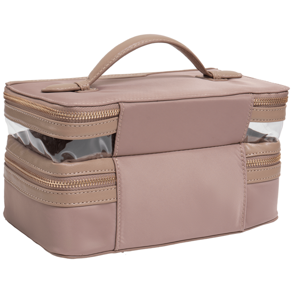 House of Harlow 1960 The Twill Nylon Double Compartment Toiletry Train Case #6