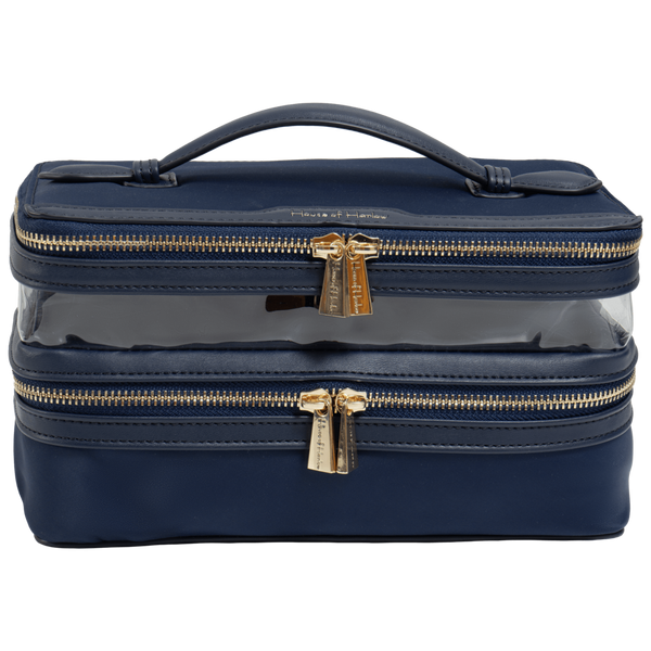 House of Harlow 1960 The Twill Nylon Double Compartment Toiletry Train Case #1