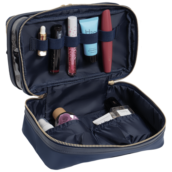 House of Harlow 1960 The Twill Nylon Double Compartment Toiletry Train Case #2