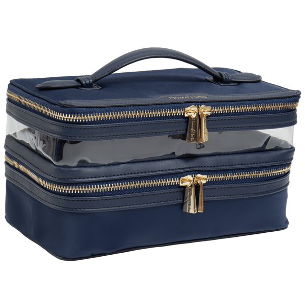 House of Harlow 1960 The Twill Nylon Double Compartment Toiletry Train Case #6