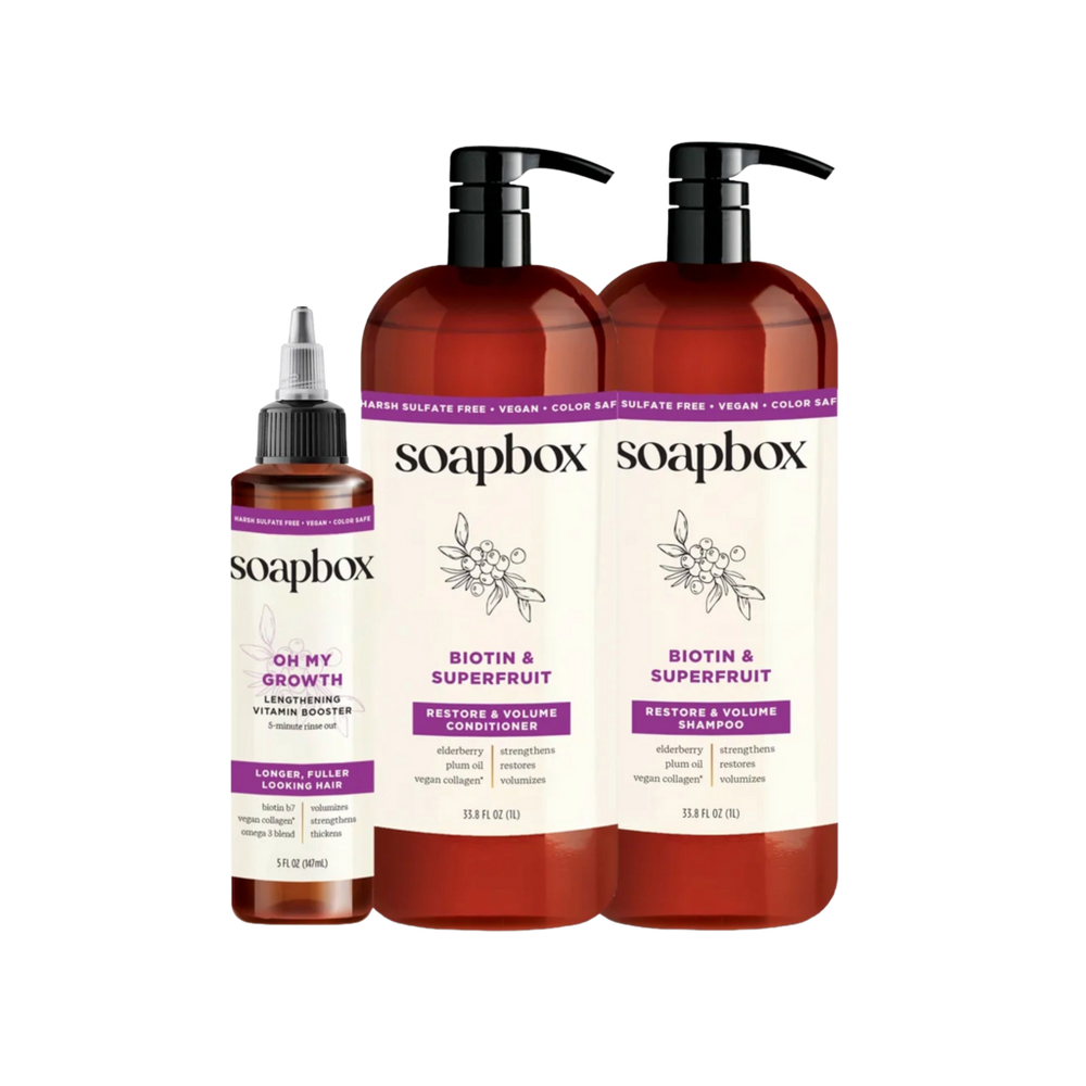 Soapbox Biotin & Superfruit Restore & Volume Haircare Essentials - 33.8 oz