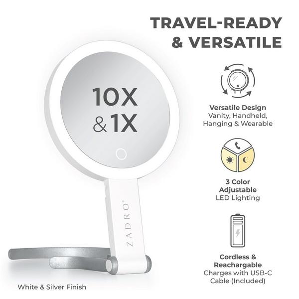 Zadro Multi-Position LED Lighted Hand Mirror with 10X/1X #2