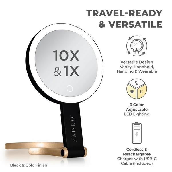 Zadro Multi-Position LED Lighted Hand Mirror with 10X/1X #2