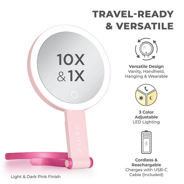 Zadro Multi-Position LED Lighted Hand Mirror with 10X/1X #2