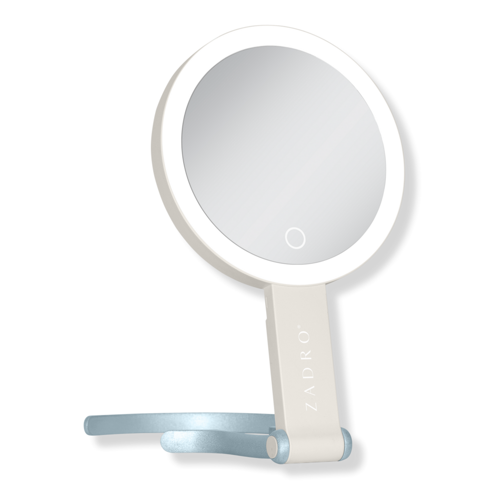 Zadro Multi-Position LED Lighted Hand Mirror with 10X/1X - Neutral/French Blue