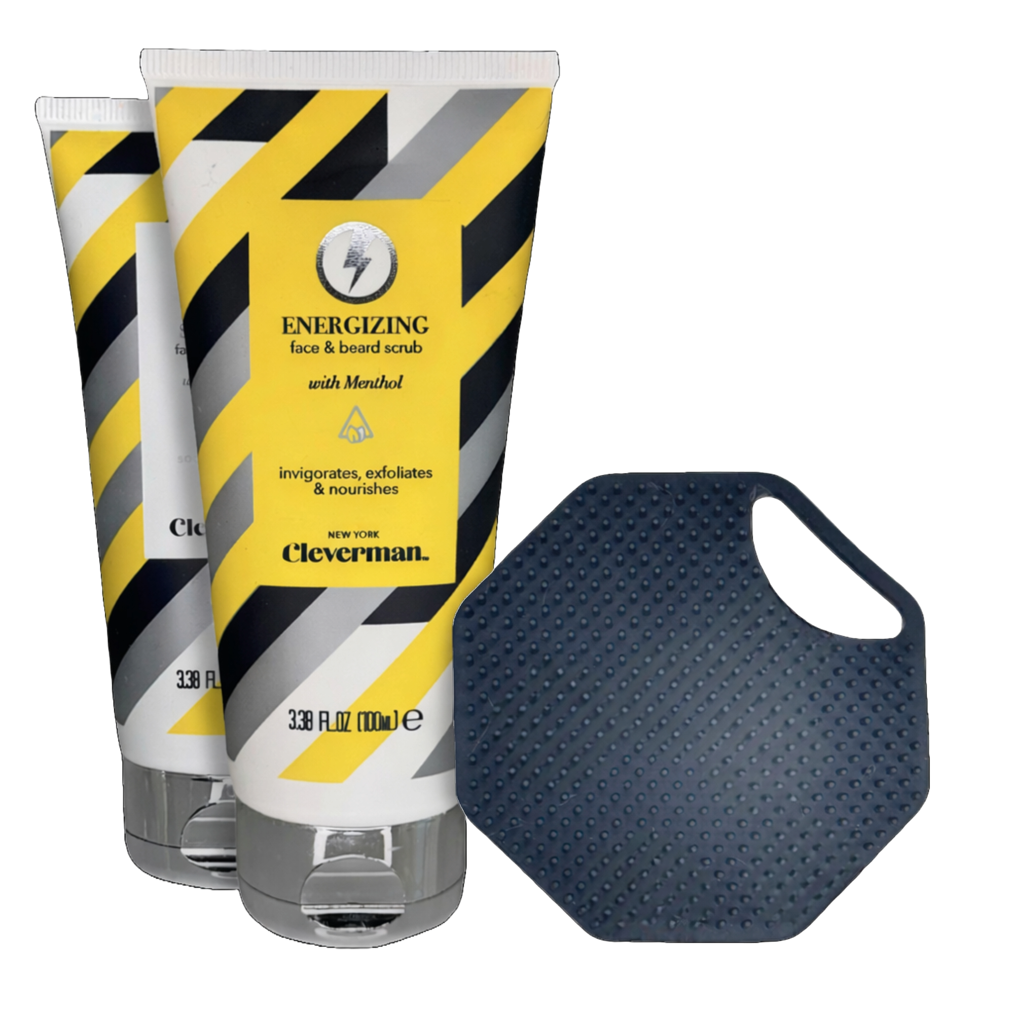Cleverman Men’s Energizing & Sensitive Face & Beard Scrub Set + Free Silicone Face Scrubber #1