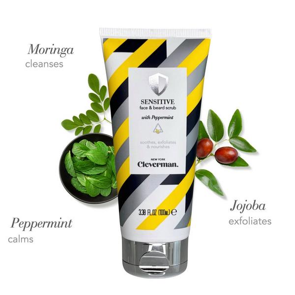 Cleverman Men’s Energizing & Sensitive Face & Beard Scrub Set + Free Silicone Face Scrubber #4