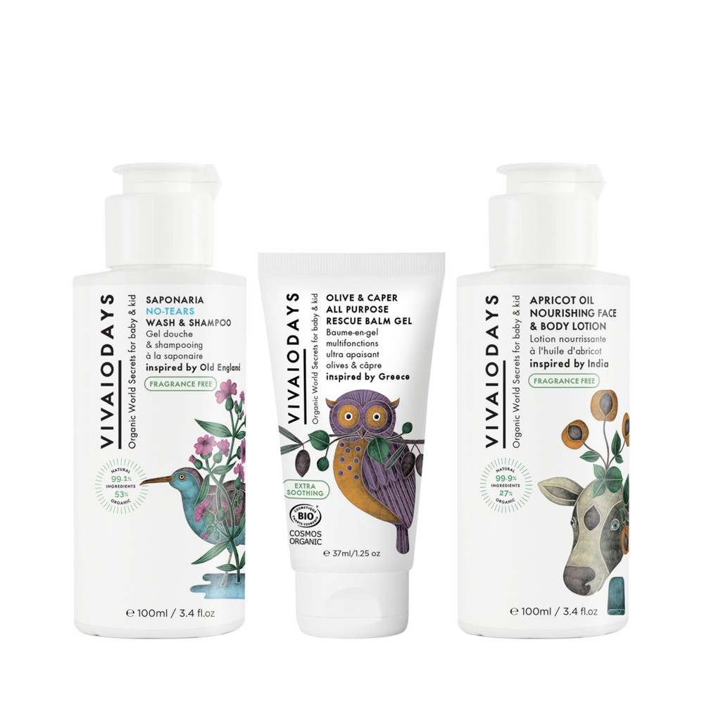 VIVAIODAYS Travel Set 3-Step Ritual for Extra Sensitive Skin: Cleanse, Hydrate, Soothe