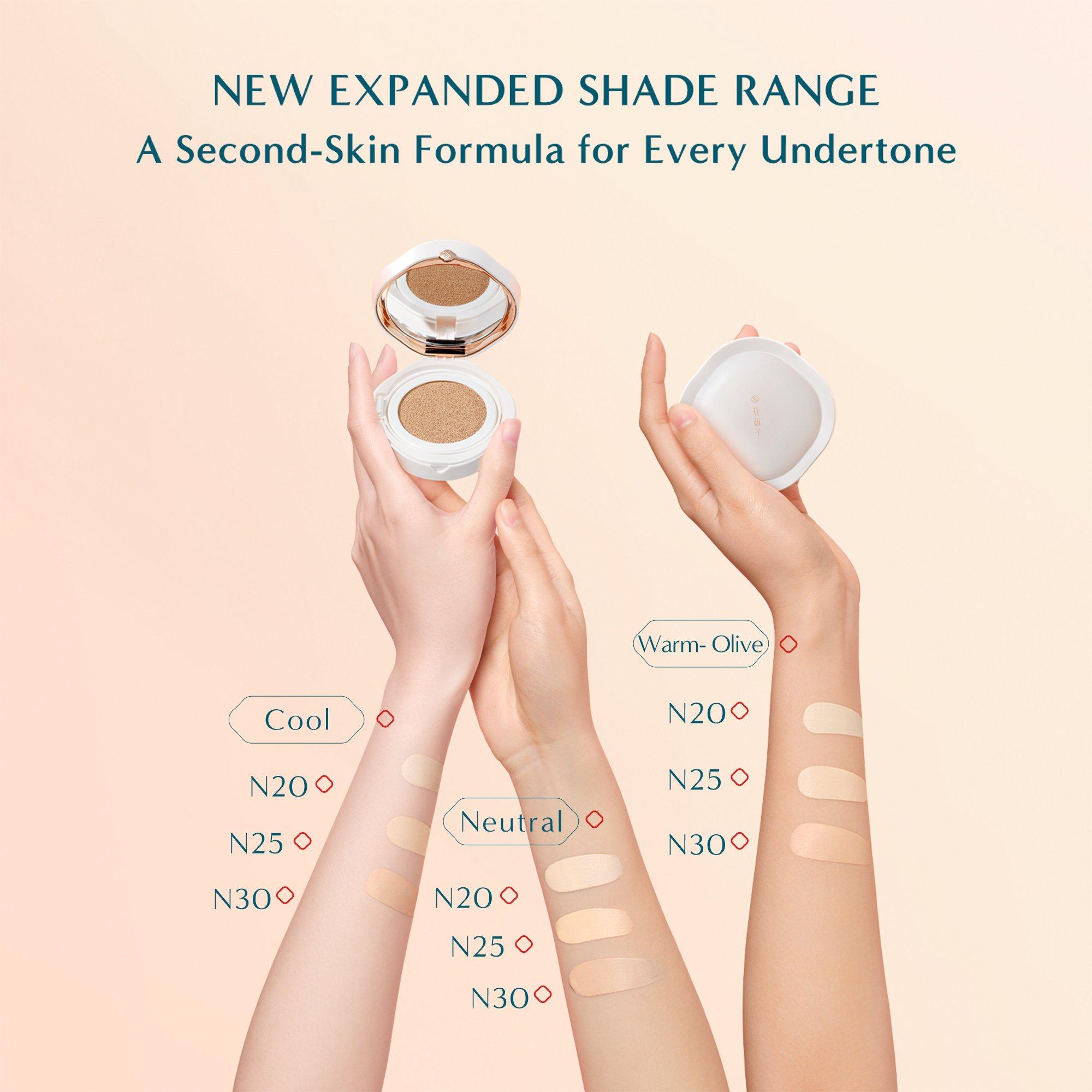 Невесомый матовый тональный кушон Florasis Flawless Jade Breathable, цвет: N25 Rippling Lotus — фото 7