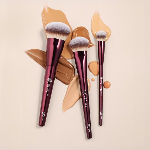 BK Beauty Holy Grail Brush Trio - Signature Series Burgundy Metal Set with Travel Pouch #2