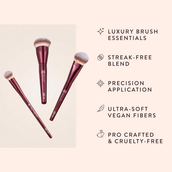 BK Beauty Holy Grail Brush Trio - Signature Series Burgundy Metal Set with Travel Pouch #3