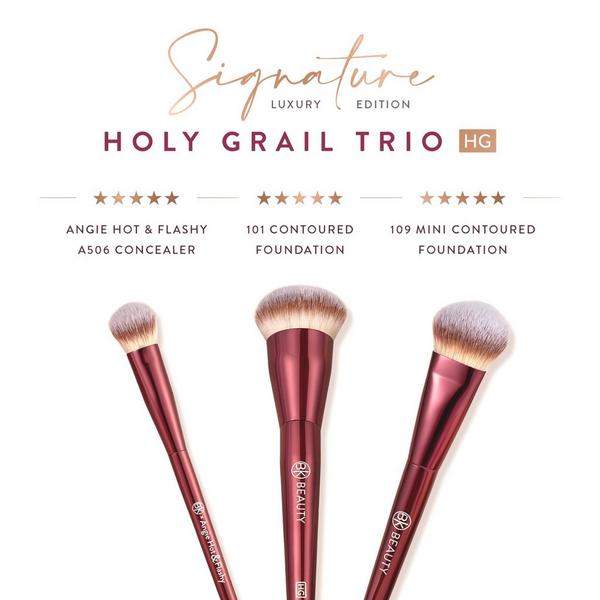 BK Beauty Holy Grail Brush Trio - Signature Series Burgundy Metal Set with Travel Pouch #4