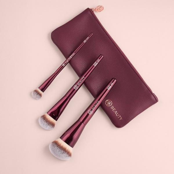 BK Beauty Holy Grail Brush Trio - Signature Series Burgundy Metal Set with Travel Pouch #6