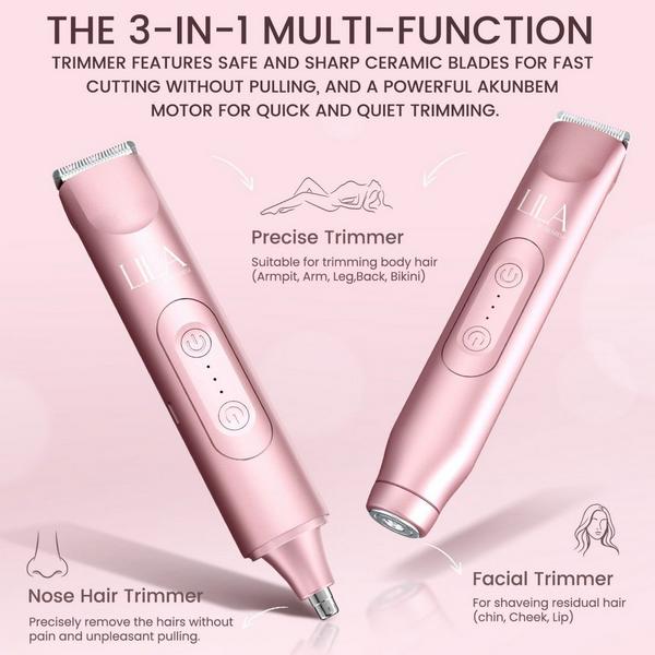 LILA by Akunbem 3-in-1 Waterproof Trimmer & Shaver for Women - USB Rechargeable #5