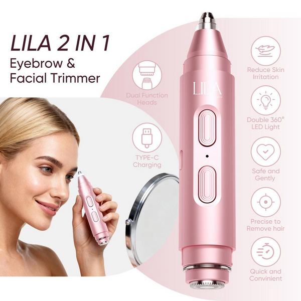 LILA by Akunbem 2 in 1 Portable Women Facial Shaver & Eyebrow Trimmer – Bloom T1 #2