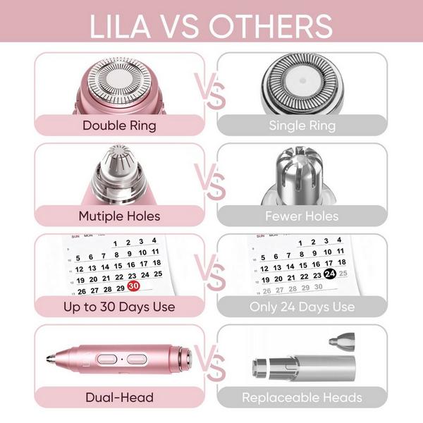 LILA by Akunbem 2 in 1 Portable Women Facial Shaver & Eyebrow Trimmer – Bloom T1 #6