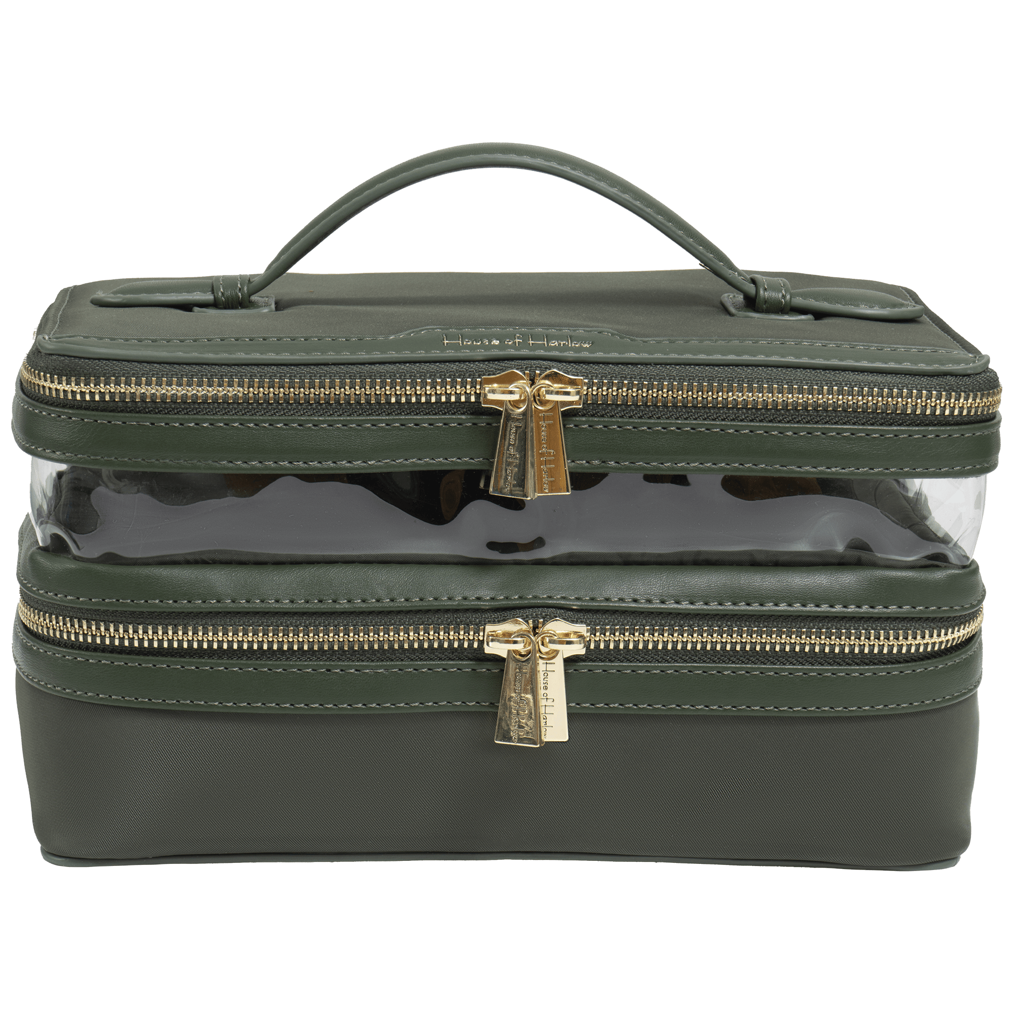 House of Harlow 1960 The Twill Nylon Double Compartment Toiletry Train Case #1
