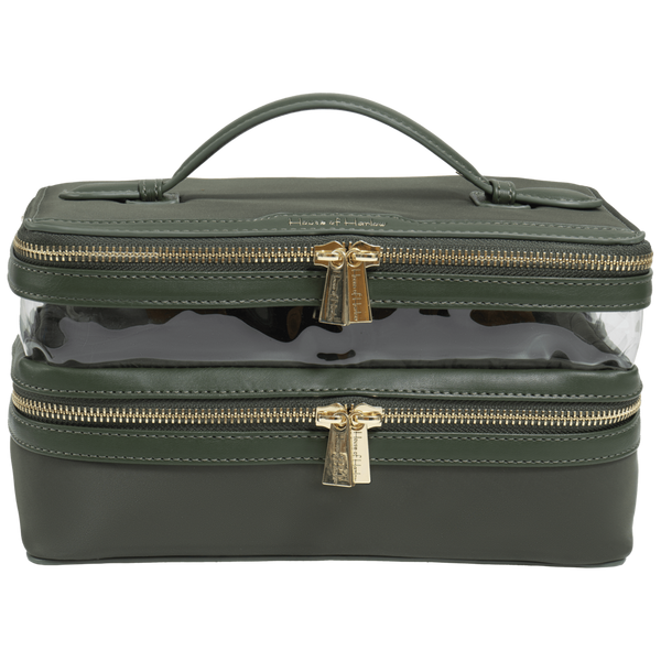 House of Harlow 1960 The Twill Nylon Double Compartment Toiletry Train Case #1