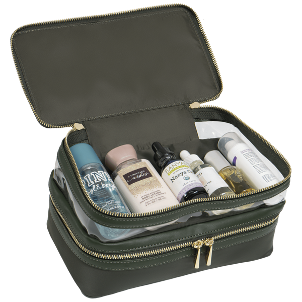 House of Harlow 1960 The Twill Nylon Double Compartment Toiletry Train Case #2