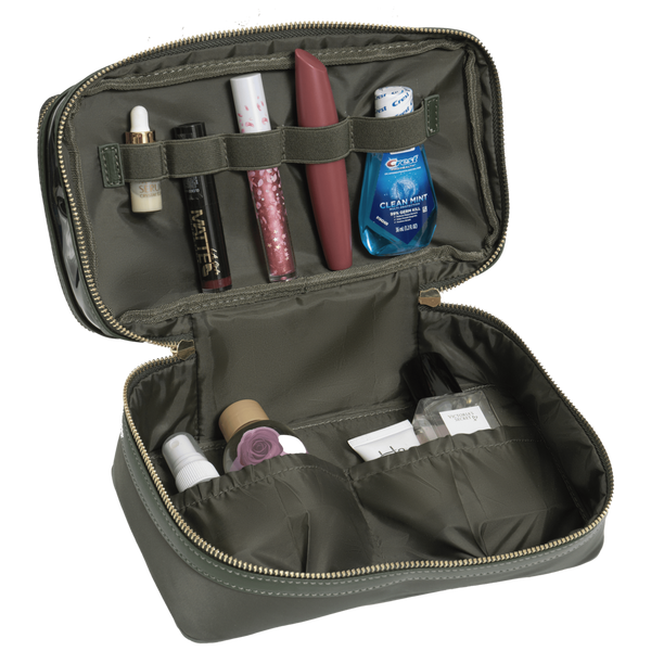 House of Harlow 1960 The Twill Nylon Double Compartment Toiletry Train Case #3