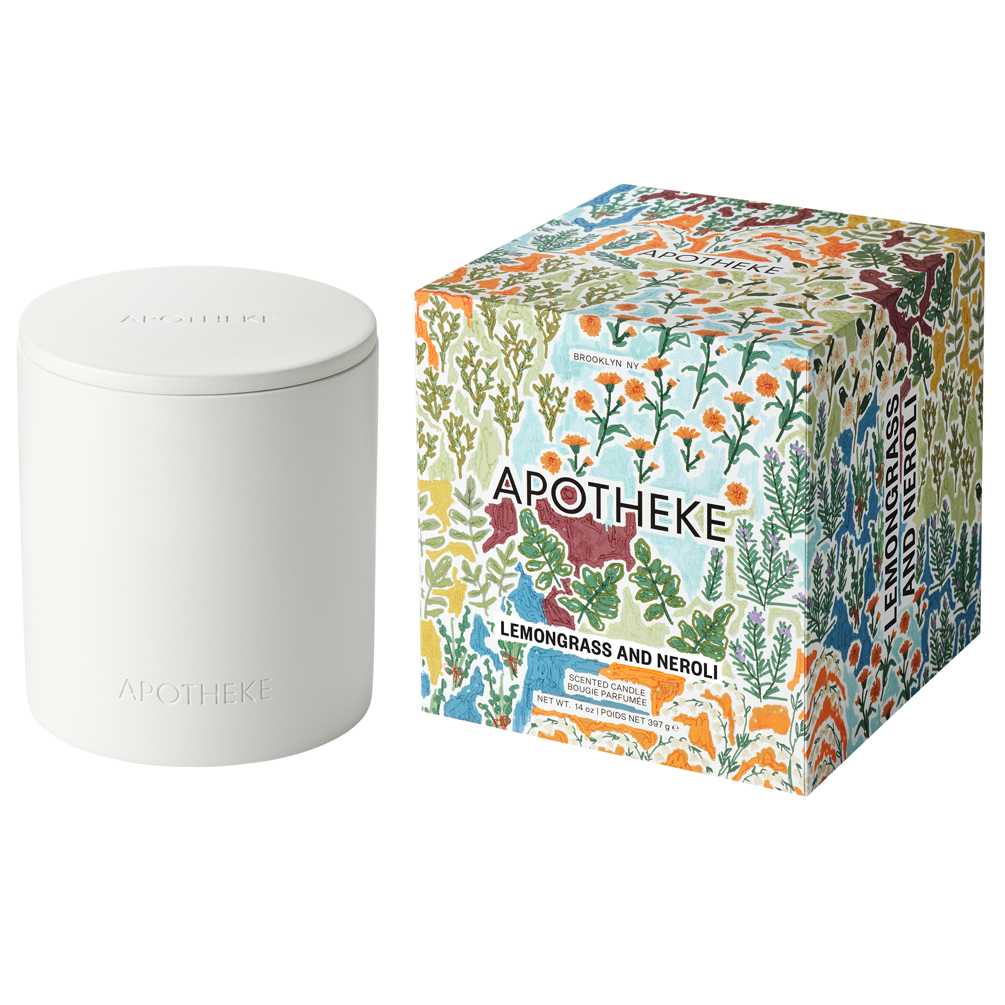 APOTHEKE Lemongrass and Neroli Specialty 2-Wick Scented Concrete Candle #1