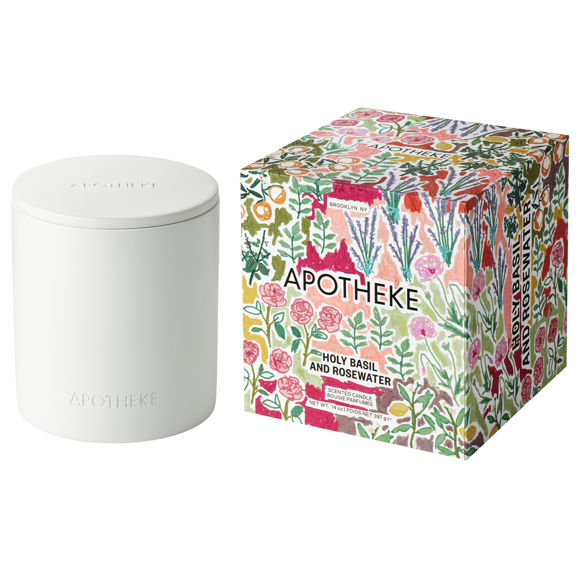 APOTHEKE Holy Basil and Rosewater Specialty 2-Wick Scented Concrete Candle #1
