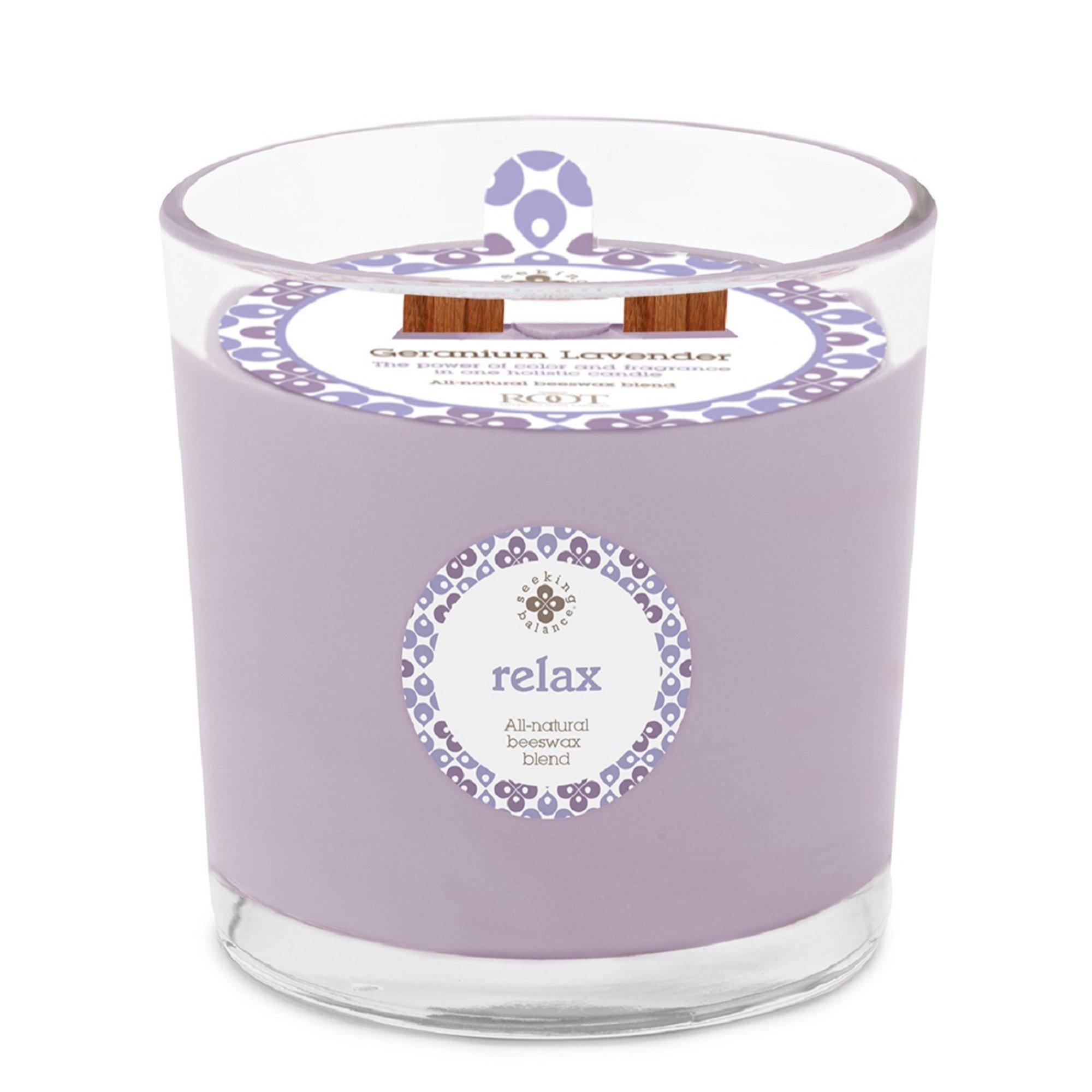 Root Candles Seeking Balance Aromatherapy Candle - Relax - Geranium Lavender #1
