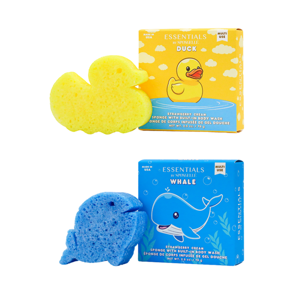 SPONGELLE Essentials Water Pals Duck & Whale Body Wash Infused Bath & Shower Loofah for Kids & Baby #1