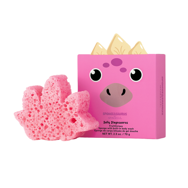 SPONGELLE Spongeasaurus Sally Stegosaurus Kids Body Wash Infused Shower Loofah Baby Essentials #1