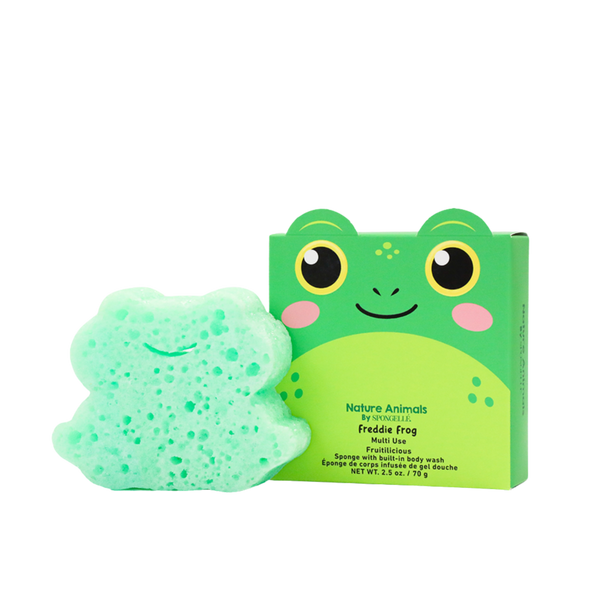 SPONGELLE Nature Animals Freddie Frog Body Wash Infused Bath & Shower Loofah for Kids & Baby #1