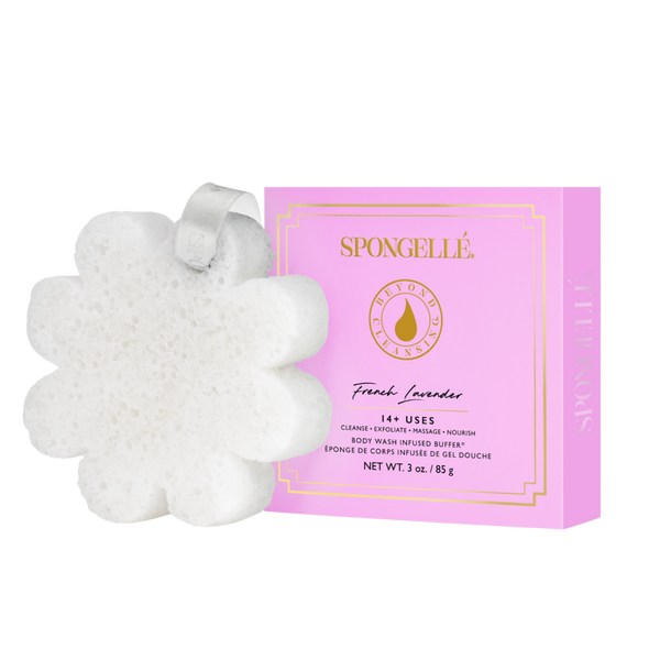 SPONGELLE Daisy Collection Boxed White Flower French Lavender #1